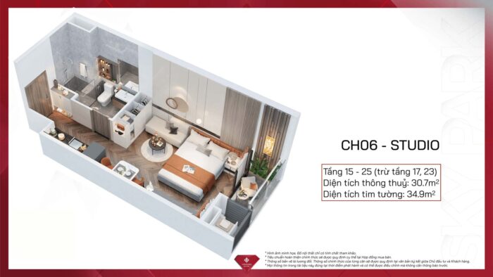 Chung cư Vinhomes Vũ Yên - Căn hộ VInhomes Royal Island-CH06-1PN